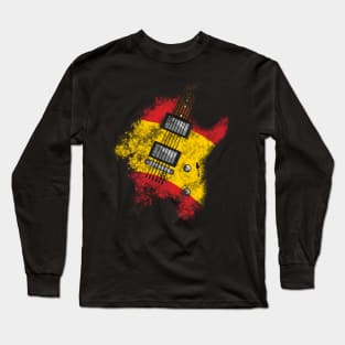 Electric Guitar Spanish Flag Guitarist Long Sleeve T-Shirt